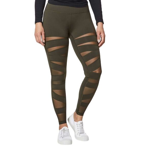 Lululemon Wunder Under Pant Tech Mesh 28" Dark Olive Women's Size 2 EUC - Picture 3 of 9